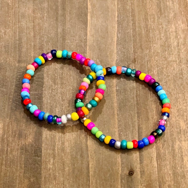 Colorful Beaded bracelet, Rainbow beaded bracelet - Comes with FREE SURPISE GIFT :) , Rainbow seed bead bracelet, Colorful beach bracelet