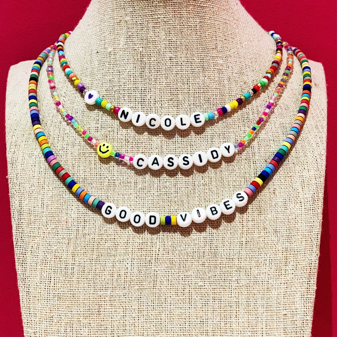 Beaded name necklace y2k name necklace Rainbow y2k necklace Etsy