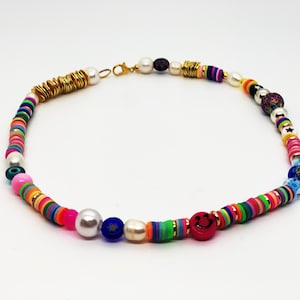 Edgy y2k necklace, y2k choker, y2k Fun bead choker, Colorful y2k choker,  Colorful fun beaded necklace, 90s inspired y2k choker, teen choker
