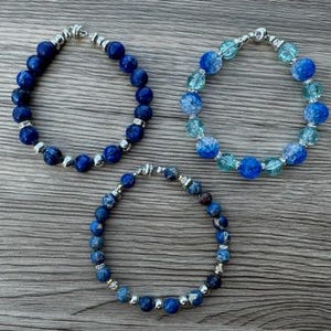 Perlenarmbänder, Lapis Lazuli Armband, Blaues Perlenarmband, Heilungsarmband, Armbandgeschenk, Perlenarmbänder, Edelsteinarmbänder