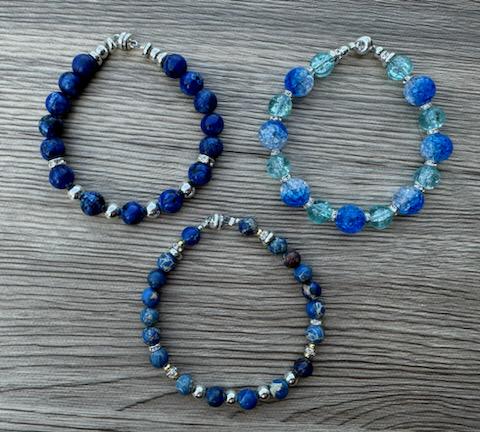 Gemstone Bead Bracelet, Lapis Lazuli Bracelet, Blue bead bracelet, Healing Bracelet, Bracelet Gift, Mens Beaded Bracelet, Beaded Bracelets