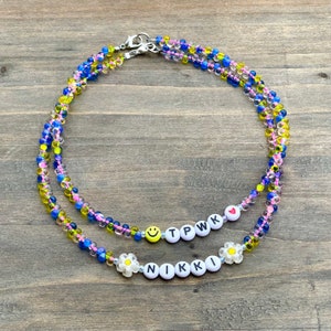 Funky Name Necklace, Modern Jewelry, Custom Beaded Necklace, Trendy Bead Choker, Funky Modern, Emoji Necklace, Fun Bead Jewelry, y2k Choker