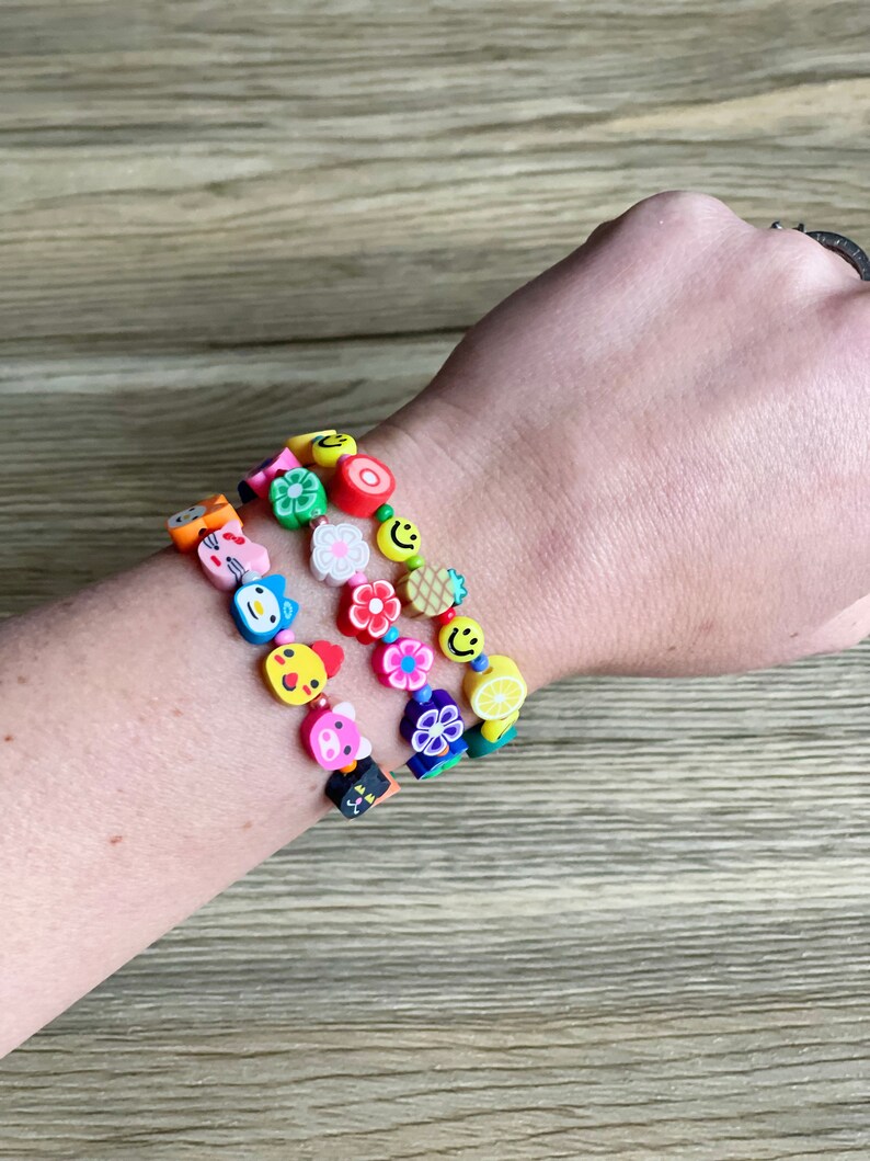 Emoji Bead Bracelets Rainbow Smiley Bracelet Best Kids Gift Etsy