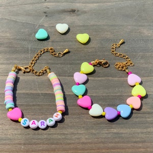 Gift for little girls, Personalized name bracelet, Heishi name bracelet, pastel name bracelet, Girls name bracelet, Girls bracelet gift