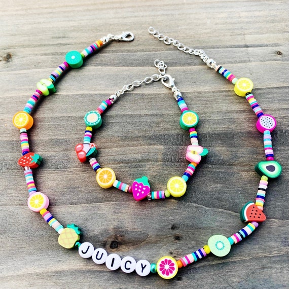 Beaded Name Necklace Y2K Choker Funky Jewelry Clay Necklace