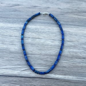 Blue Lapis Necklace, Lapis Lazuli, Gemstone Beaded, Gemstone Necklace, Gemstone Rondelle, Zodiac Necklace, Chakra Jewelry, Meaningful Gift