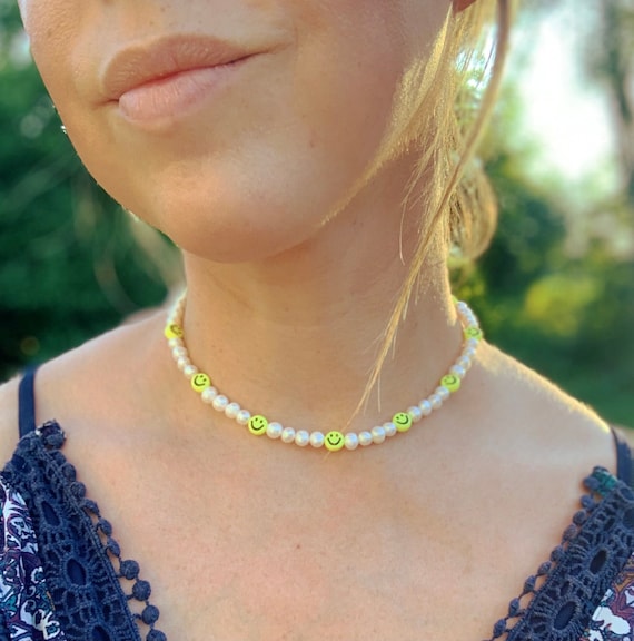 Smiley Face Pearl Choker Necklace – IsabelleGraceJewelry