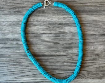 Turquoise Necklace, Surfer Necklace, Surf Necklace, Mens Necklace, Beaded Necklace for men, boyfriend necklace, Boyfriend Gift