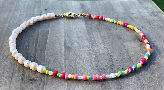 Harry Styles Necklace Half Pearl Necklace Colorful Freshwater Pearl Best Gift Ideas Surfer Necklacer Colorful Pearl Y2k Necklace Etsy Israel