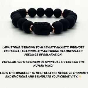 Black Lava Stone Bracelet, Men&#39;s Bracelet, Gift for Boyfriend, Gift for him, Boyfriend Gift, Black Beaded Bracelet, Healing Bracelet