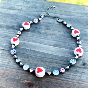 y2k necklace, Smiley Face Necklace, Y2k Necklace, Tik Tok Necklace, Fun bead necklace, Chunky Beaded Choker, emoji necklace, y2k choker