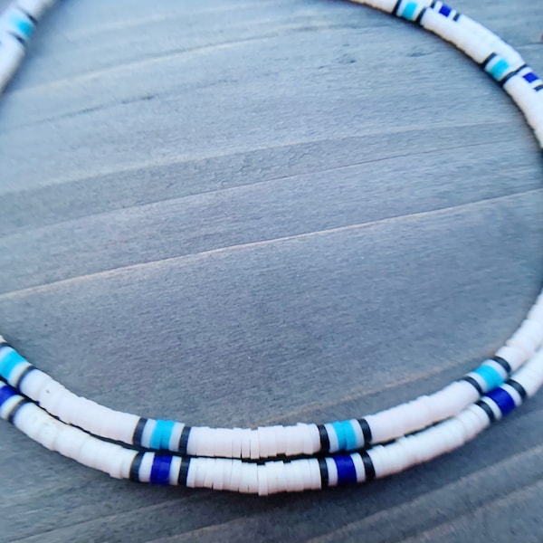 Surfer necklace, Bestselling Surf necklace choker, Surfer gift, Beach necklace, Heishi necklace, Surf choker, White Heishi choker necklace