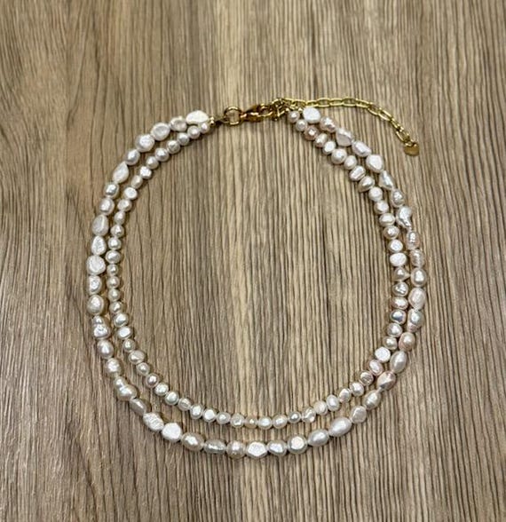 ダブルストランドパールネックレス、2連パールネックレス、重ねづけ 