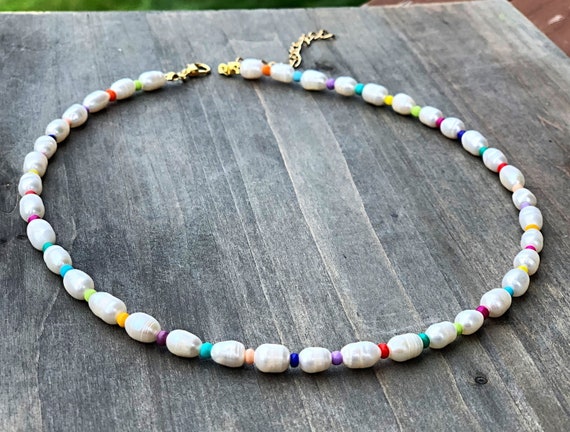 Rainbow Pearl Necklace, Rainbow Freshwater, Eliou, Harry