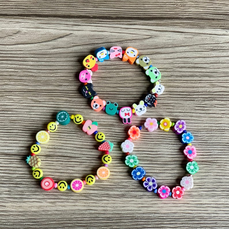 Emoji Bead Bracelets Rainbow Smiley Bracelet Best Kids Gift Etsy