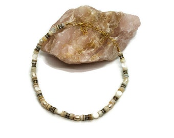 Surfer necklace, surfer choker, heishi choker, beach necklace, Beach choker, Summer beaded choker, summer beaded necklace