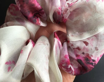 Mega scrunchy 100% mulberry silk- Elastico per capelli in Organza di pura seta-Made in Italy- Fatto a mano- sostenibile- pezzo unico-