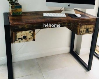 Darthome Ltd Industrial Vintage 3 Drawer Office Furniture Computer Laptop Desk Writing Table
