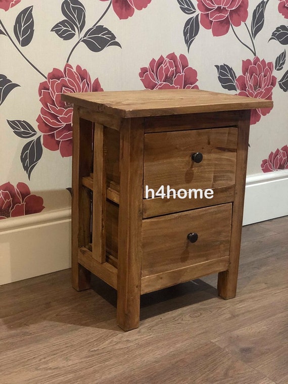 Rustic Wooden Bedside Solid Reclaimed Wood Nightstand Etsy