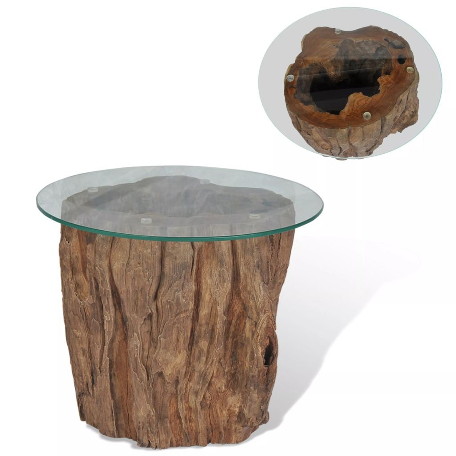 Teak Root Coffee Table Top Tempered Glass Small Round Coffee Etsy
