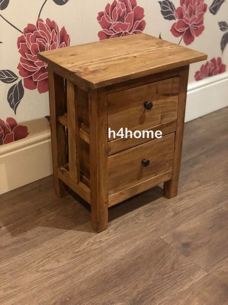 Rustic Wooden Bedside Solid Reclaimed Wood Nightstand Etsy