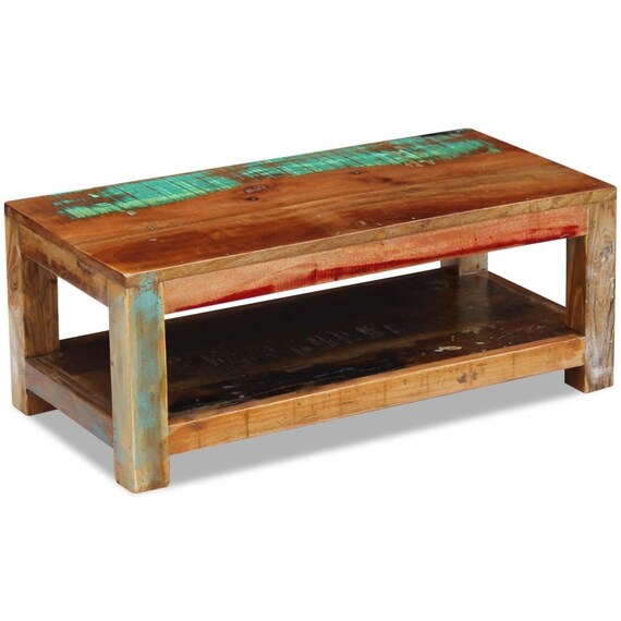 Vintage Coffee Table Solid Reclaimed Wood Furniture Antique Etsy