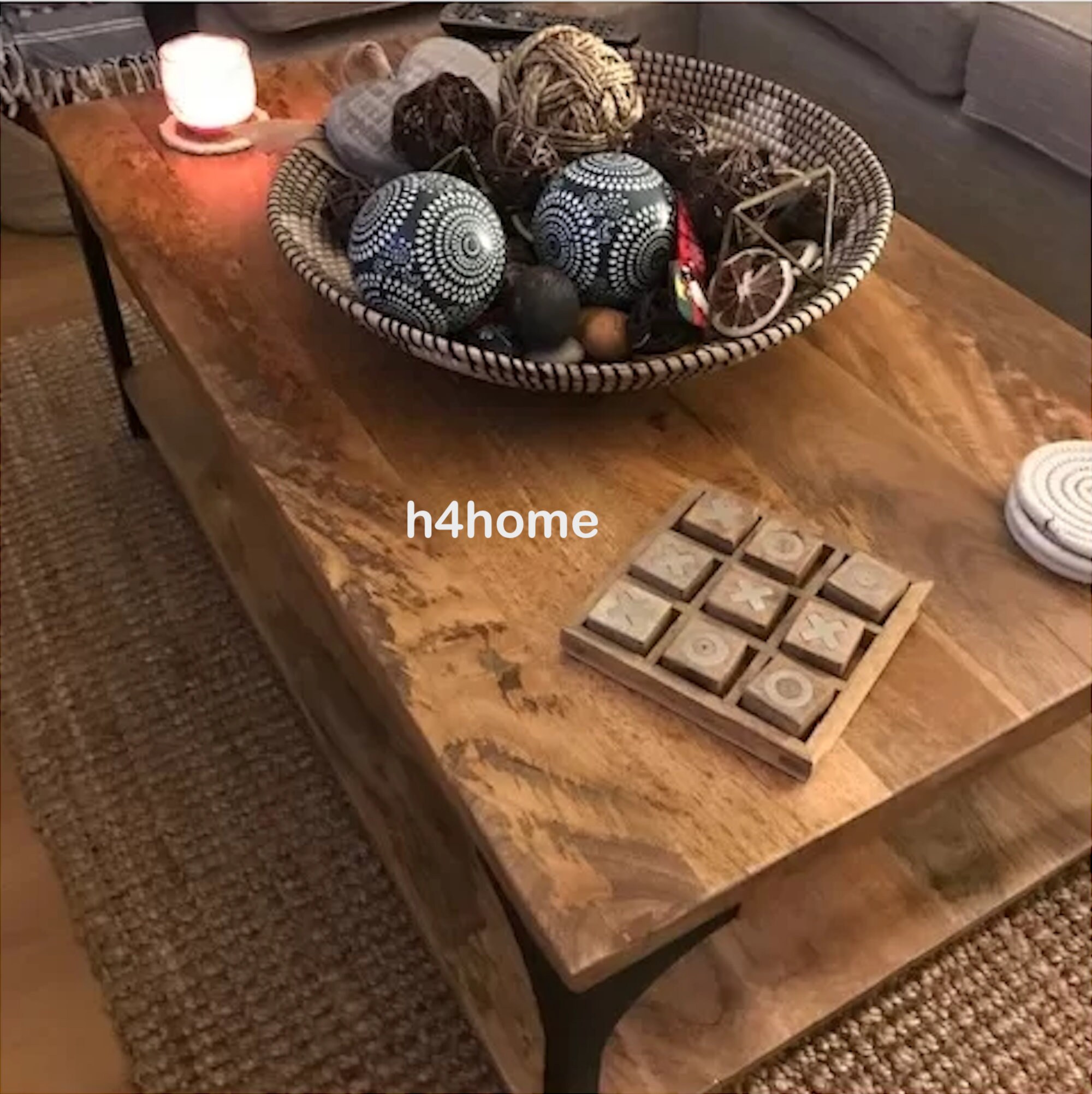 Vintage Industrial Coffee Table Storage Shelf Rustic Solid Etsy