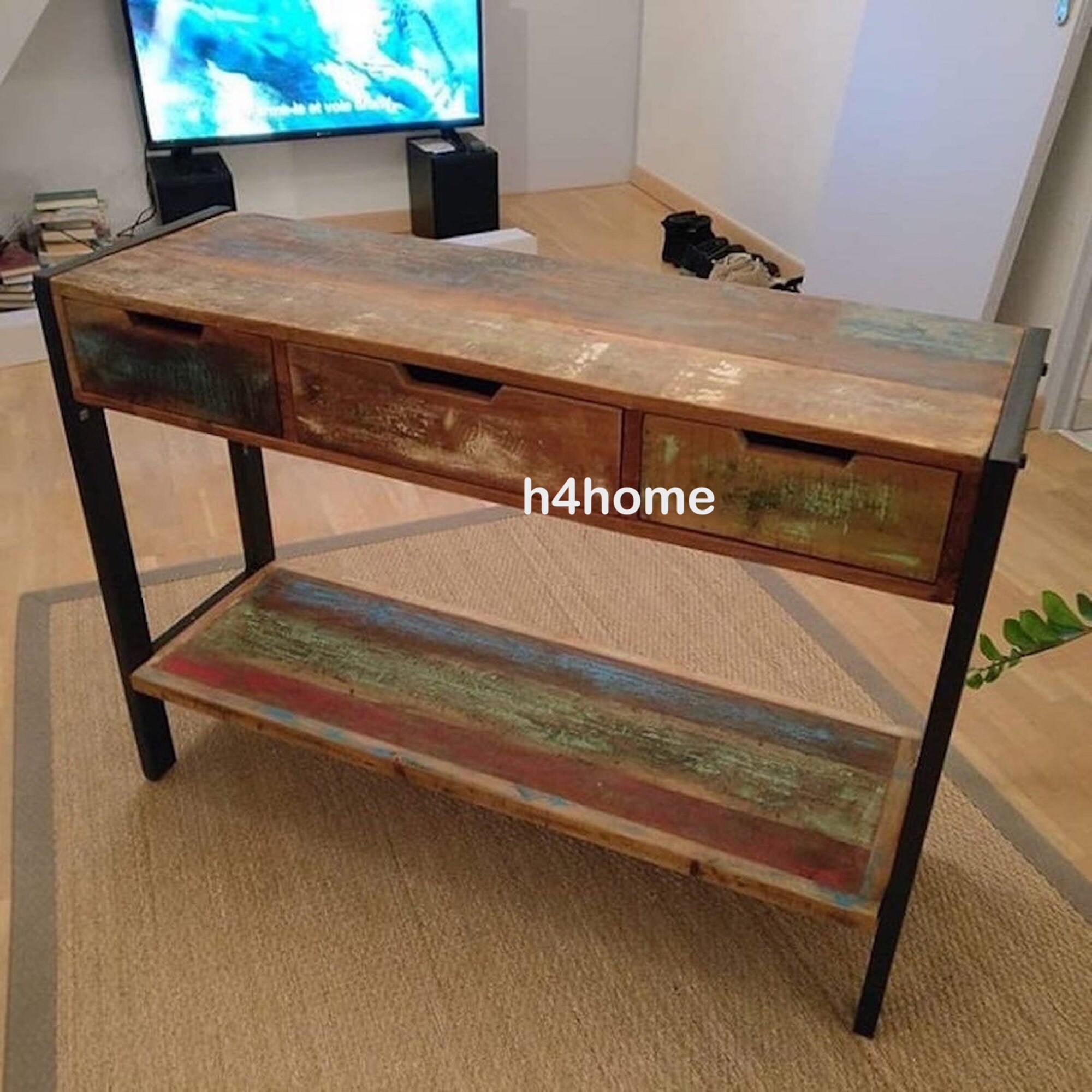 Vintage Industrial Console Table Metal Hallway Retro Sideboard Etsy