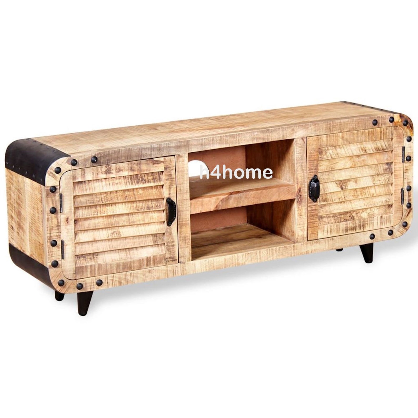 Industrial TV 2 Shelves Doors Cupboards Rustic Solid Etsy