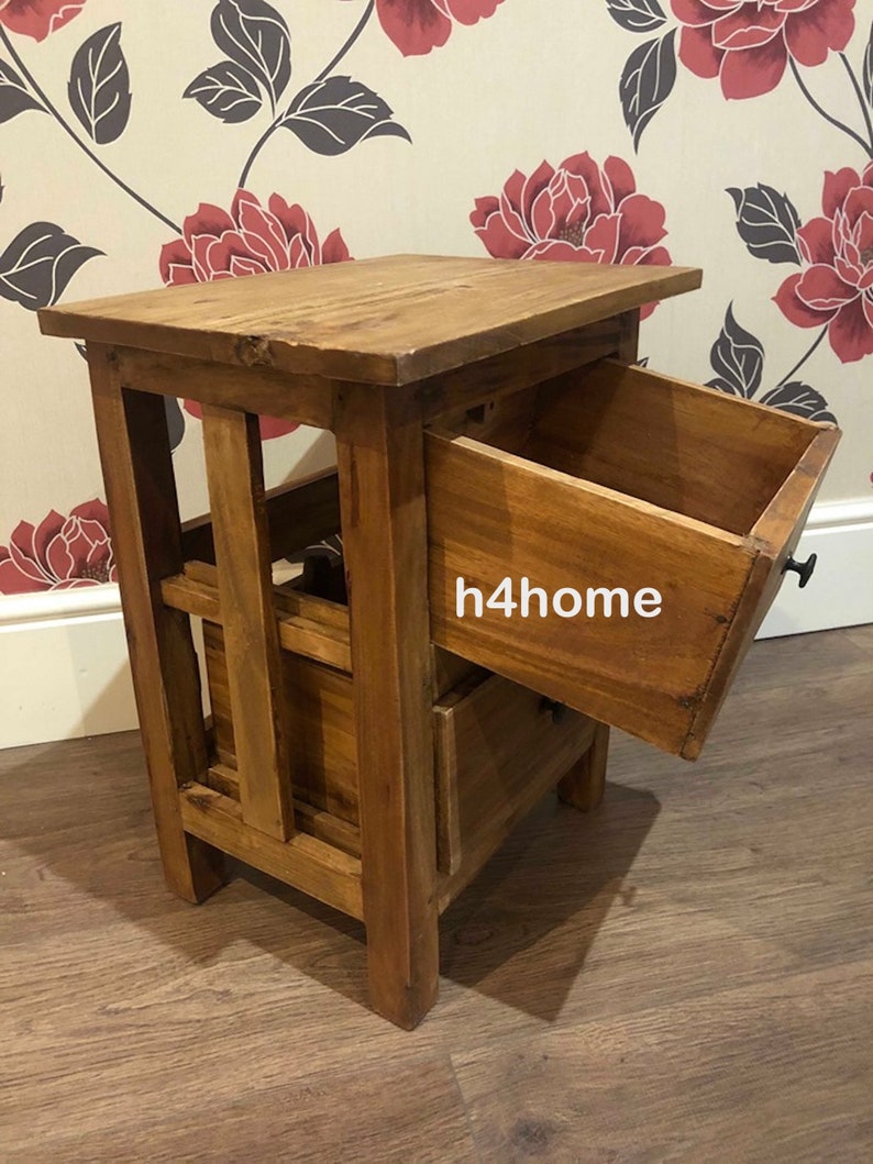 Rustic Wooden Bedside Solid Reclaimed Wood Nightstand Etsy