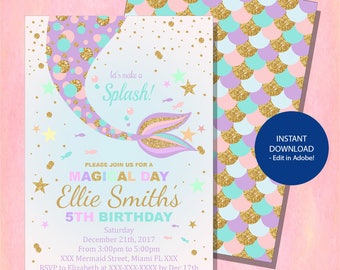 mermaid birthday etsy