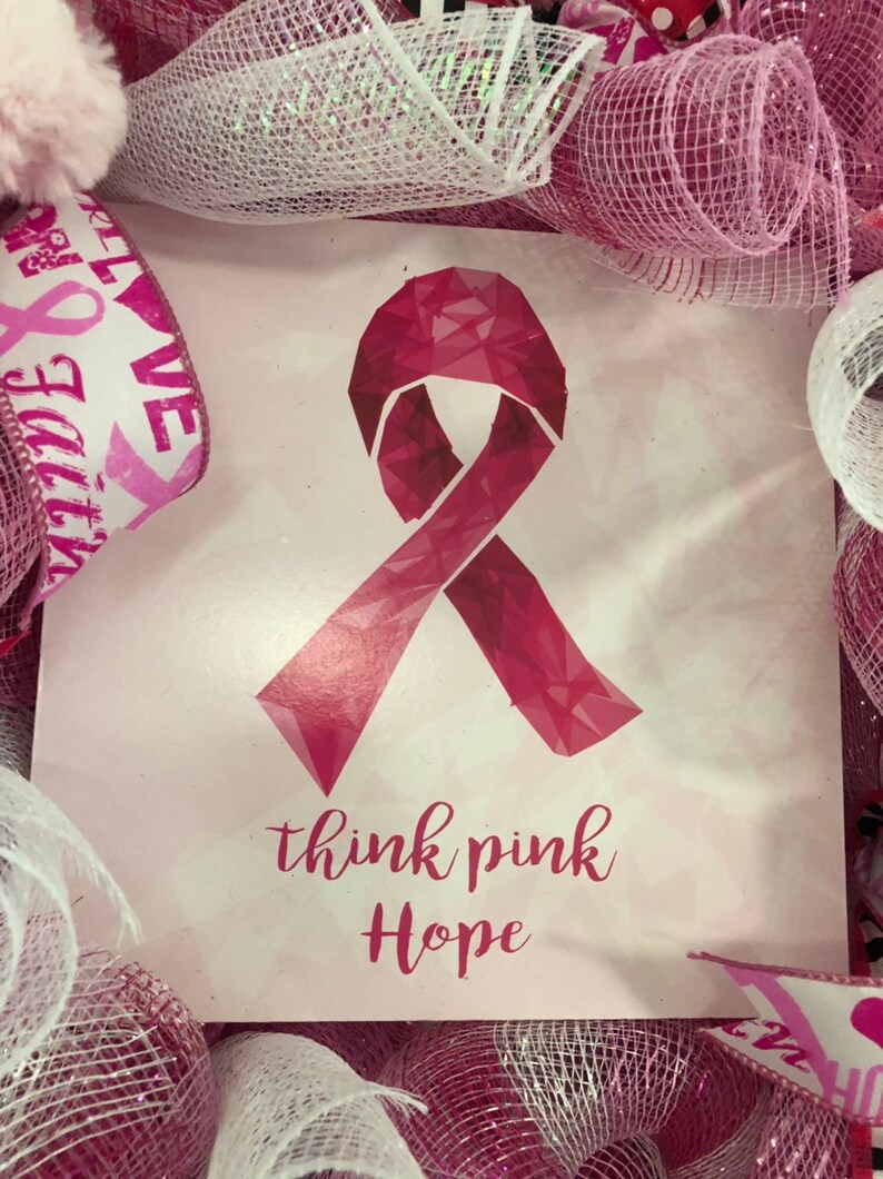 Think Pink Wreath Breast Cancer Awareness