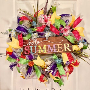 Summer Wreath, Front door decor, summer decor, colorful door decor, flower wreath, summer decor, multicolored door decor, summer door decor