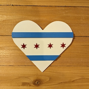Wood Chicago Flag Heart