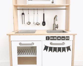 5 Pieces Play Sticker Set Ikea Düktig - Microwave, Dishwasher, Banner, Oven Rack, Chalkboard Menu