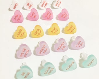 Sarcastic Conversation Heart Earring