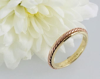 Finger Size H to P 9ct Rose Gold Ring Welsh Design ring with Daffodil Flower