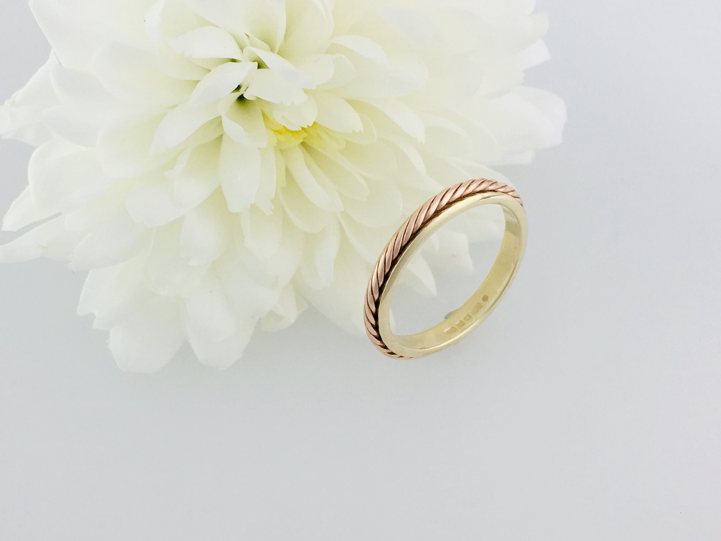 Clogau Rose & yellow Gold rope twist wedding ring 3mm band | Etsy