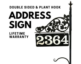 Reflective Address Sign - Mothers Day Gift Reflective Metal for Yard for Emergency | Steel 60" Pole & Scroll with Finial Top and Plant Hook