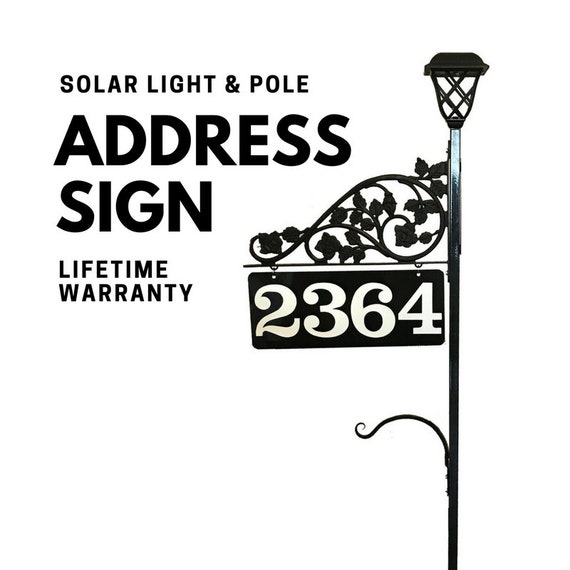 Double Sided Address Sign Solar Light With Pole Includes Double Sided Address Sign Solar Light, Solar Lamp Post With Address Sign