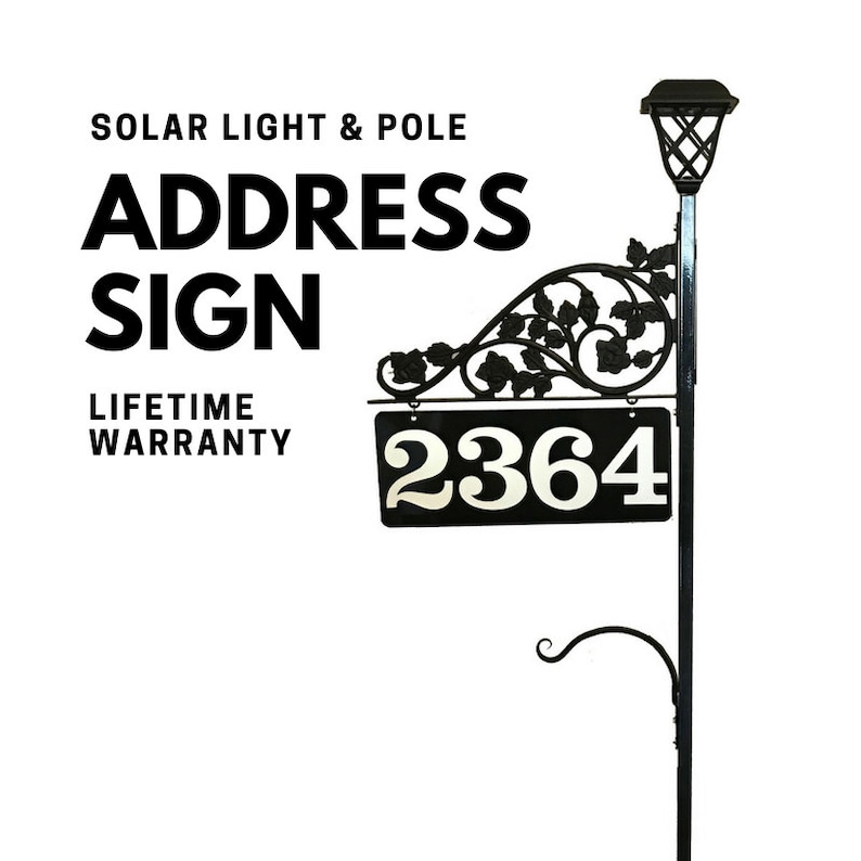 Double Sided Address Sign Solar Light With Pole Includes Etsy