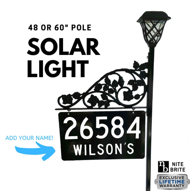 Personalized Double Sided Address Sign Solar Light With Pole Etsy Canada