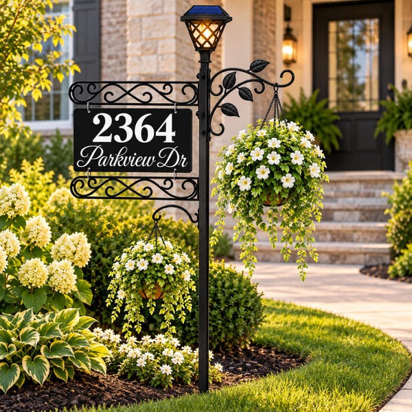 Personalized Reflective Address Sign: Solar Light, High-Visibility Number Plaque
