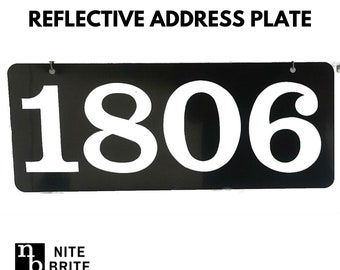 House Numbers Address Plaque - 6" X 15" Personalized Reflective Address, Attach to House, Mailbox or Light pole mount