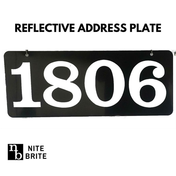 House Numbers Address Plaque - 6" X 15" Personalized Reflective Address, Attach to House, Mailbox or Light pole mount