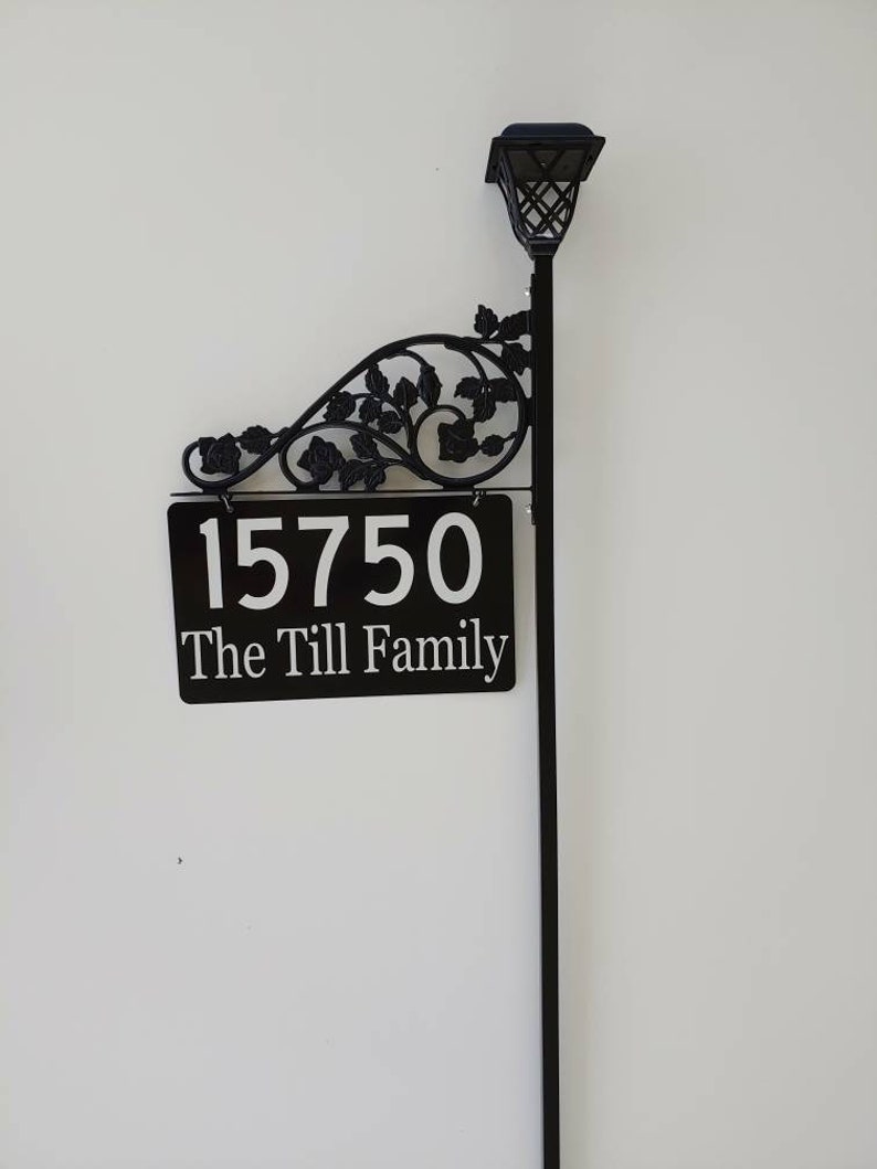Personalized Double Sided Address Sign Solar Light with Pole Etsy