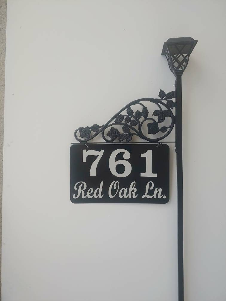Reflective Address Sign With Solar Lamp – Scroll Design, Optional Flag ...