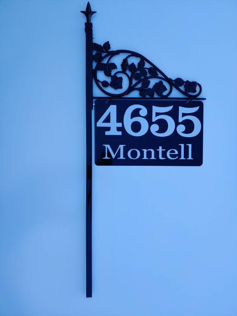 Reflective Address Sign: Personalized Steel Driveway Marker With Scroll ...
