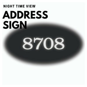 Personalized Double Sided Address Sign Solar Light with Pole Reflective Metal Sign for Yard for Steel 60 Pole & Scroll image 6