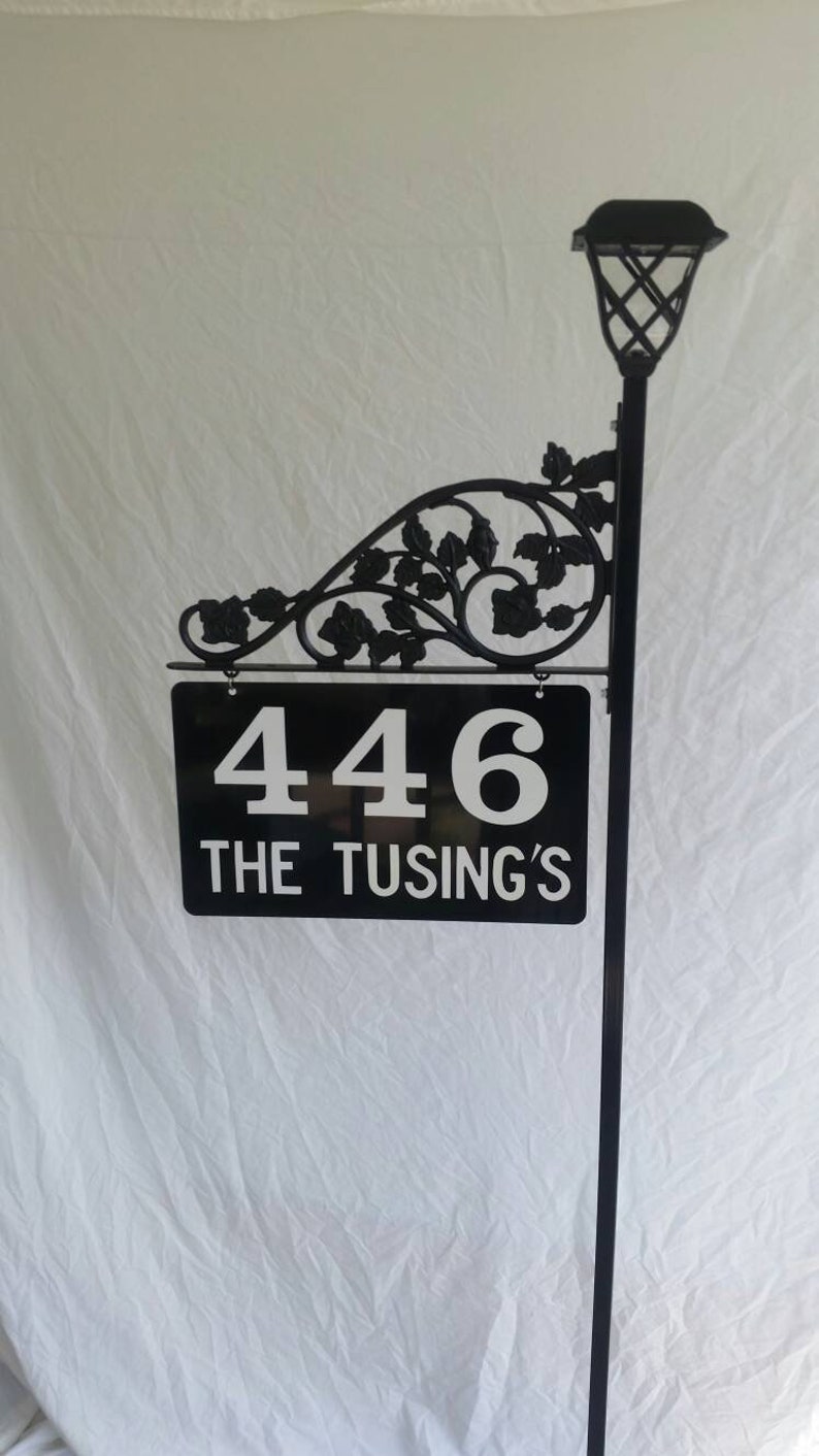 Personalized Double Sided Address Sign Solar Light With Pole Etsy